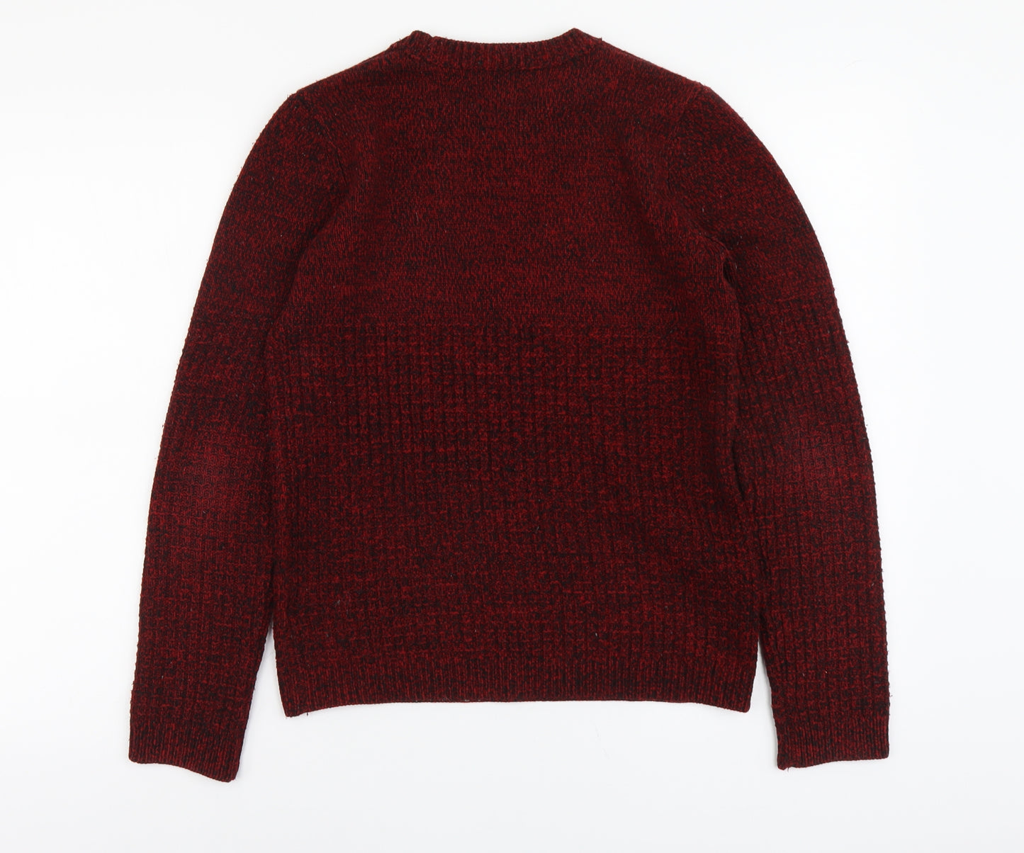 Topman Mens Red Round Neck Acrylic Pullover Jumper Size XS Long Sleeve