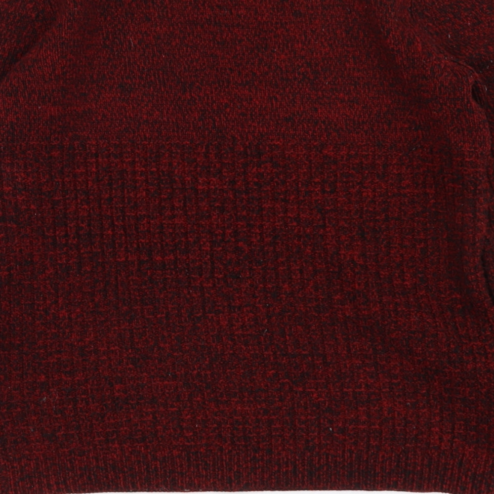 Topman Mens Red Round Neck Acrylic Pullover Jumper Size XS Long Sleeve
