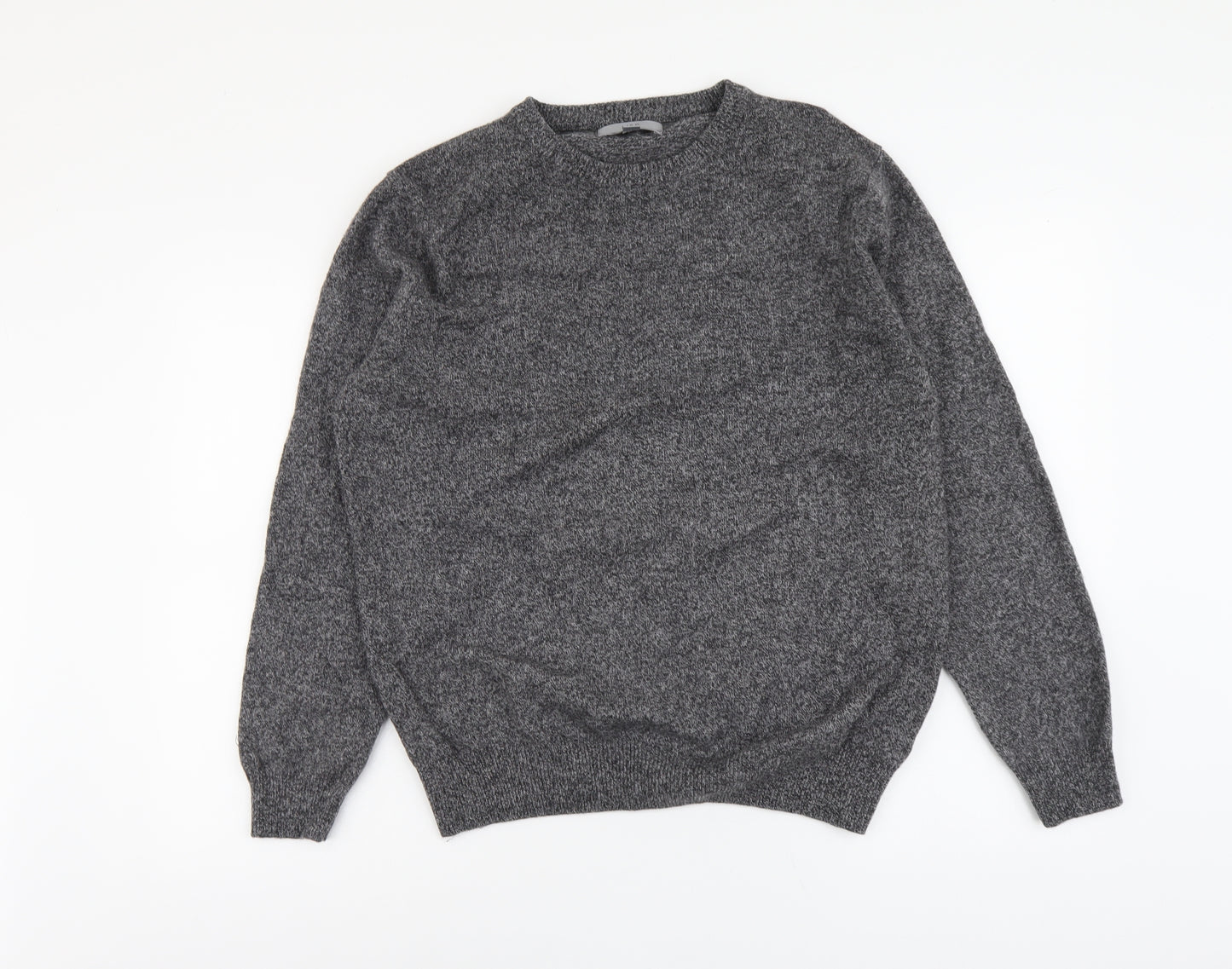 Marks and Spencer Mens Grey Round Neck Wool Pullover Jumper Size XL Long Sleeve
