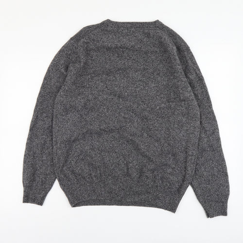 Marks and Spencer Mens Grey Round Neck Wool Pullover Jumper Size XL Long Sleeve