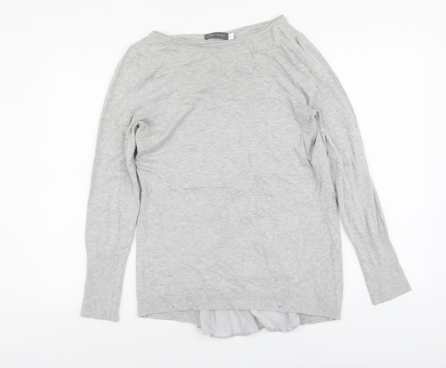 Mint Velvet Womens Grey Round Neck Viscose Pullover Jumper Size 10