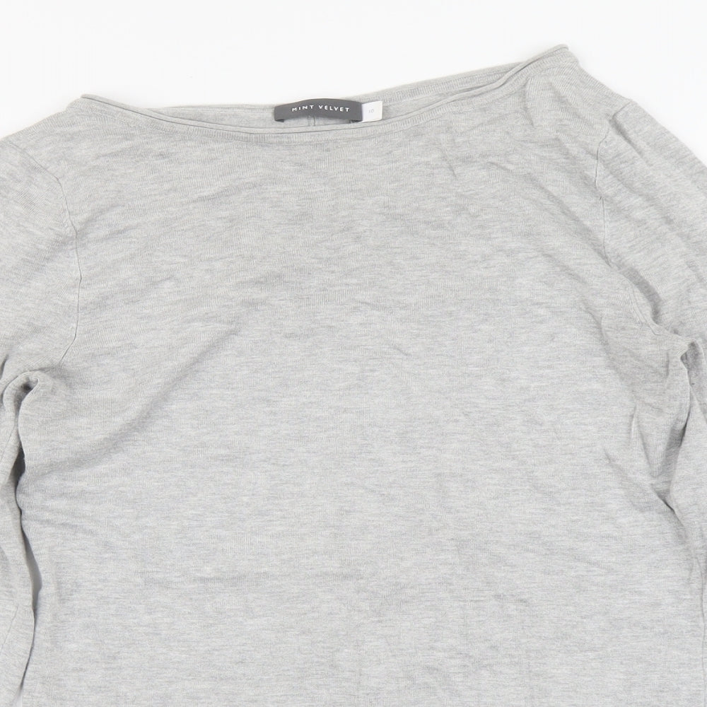 Mint Velvet Womens Grey Round Neck Viscose Pullover Jumper Size 10
