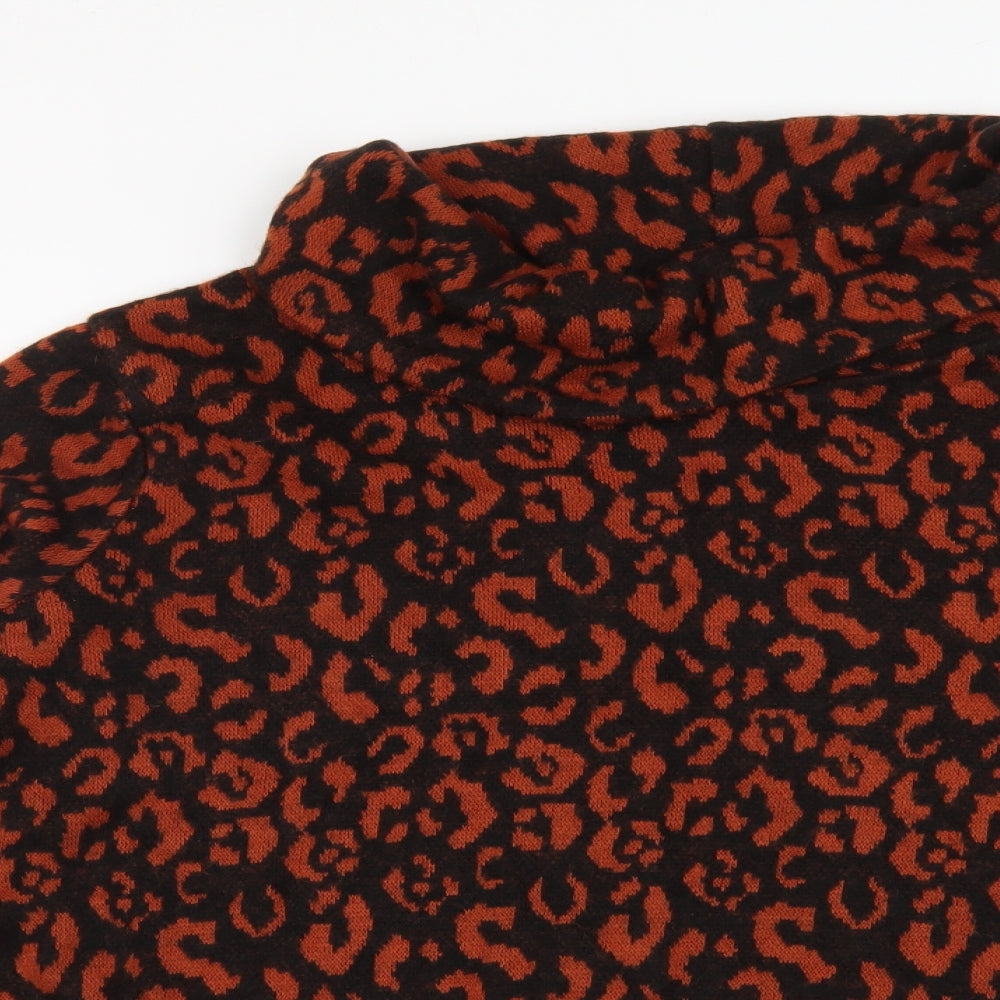 Roman Womens Brown Roll Neck Geometric Acrylic Pullover Jumper Size M