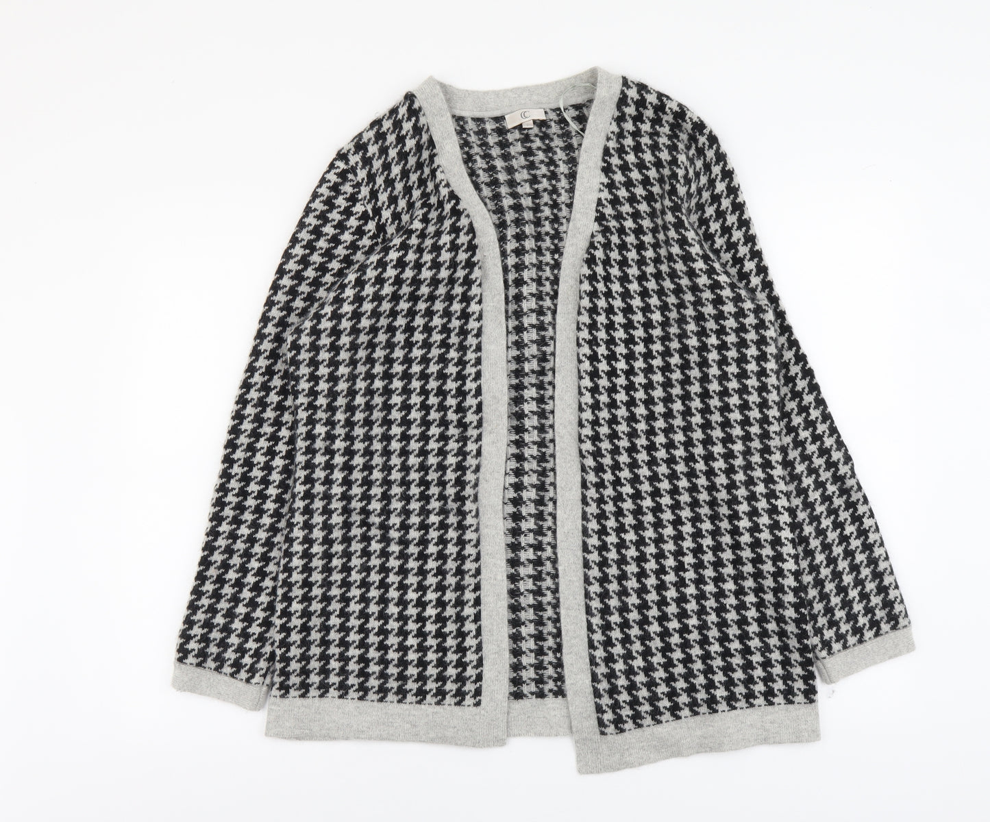 CC Womens Grey V-Neck Geometric Nylon Pullover Jumper Size L