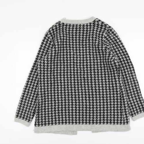 CC Womens Grey V-Neck Geometric Nylon Pullover Jumper Size L