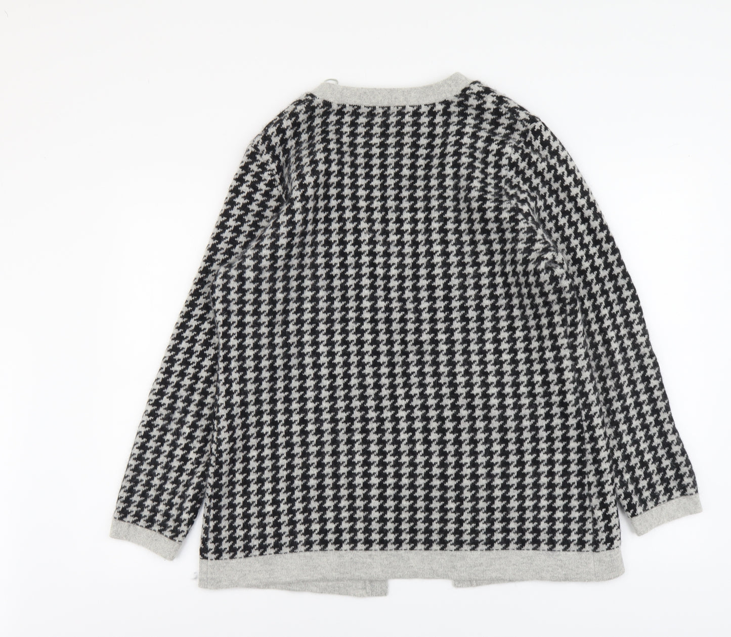 CC Womens Grey V-Neck Geometric Nylon Pullover Jumper Size L