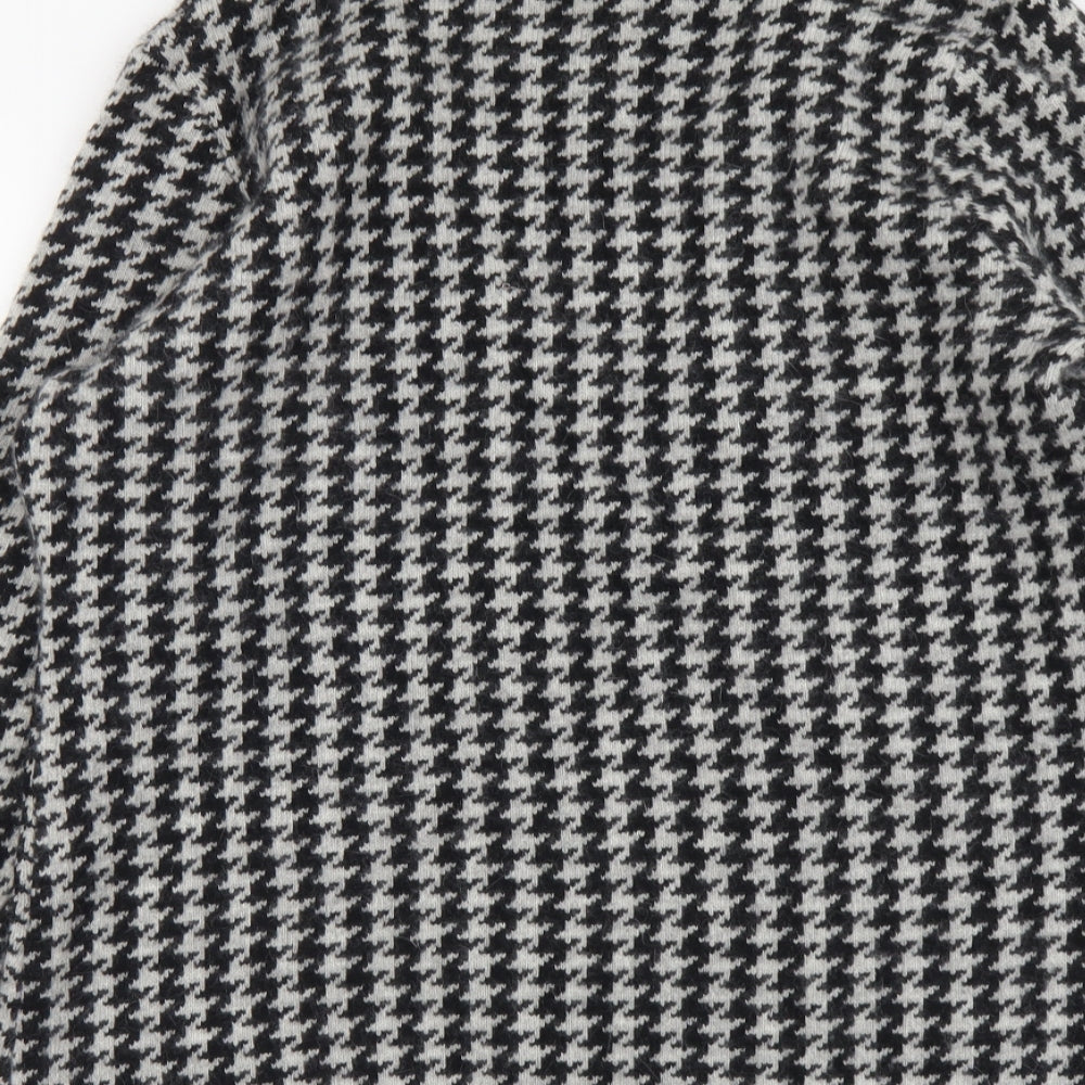 CC Womens Grey V-Neck Geometric Nylon Pullover Jumper Size L