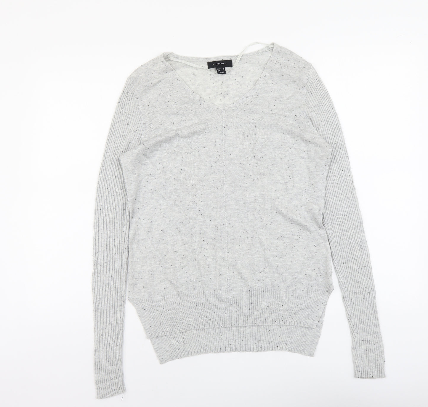 Atmosphere Womens Grey V-Neck Acrylic Pullover Jumper Size 8
