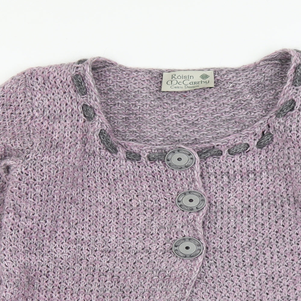 Roisin Mc Carthy Womens Purple Square Neck Acrylic Cardigan Jumper Size L