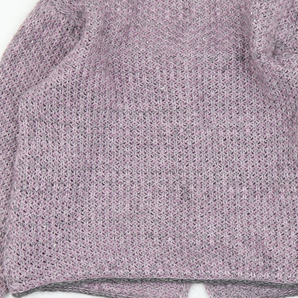 Roisin Mc Carthy Womens Purple Square Neck Acrylic Cardigan Jumper Size L
