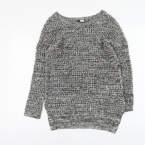 H&M Womens Grey Round Neck Acrylic Pullover Jumper Size S