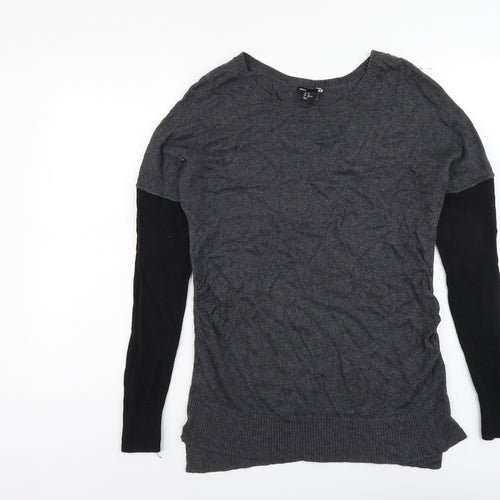 H&M Womens Grey Round Neck Viscose Pullover Jumper Size XS