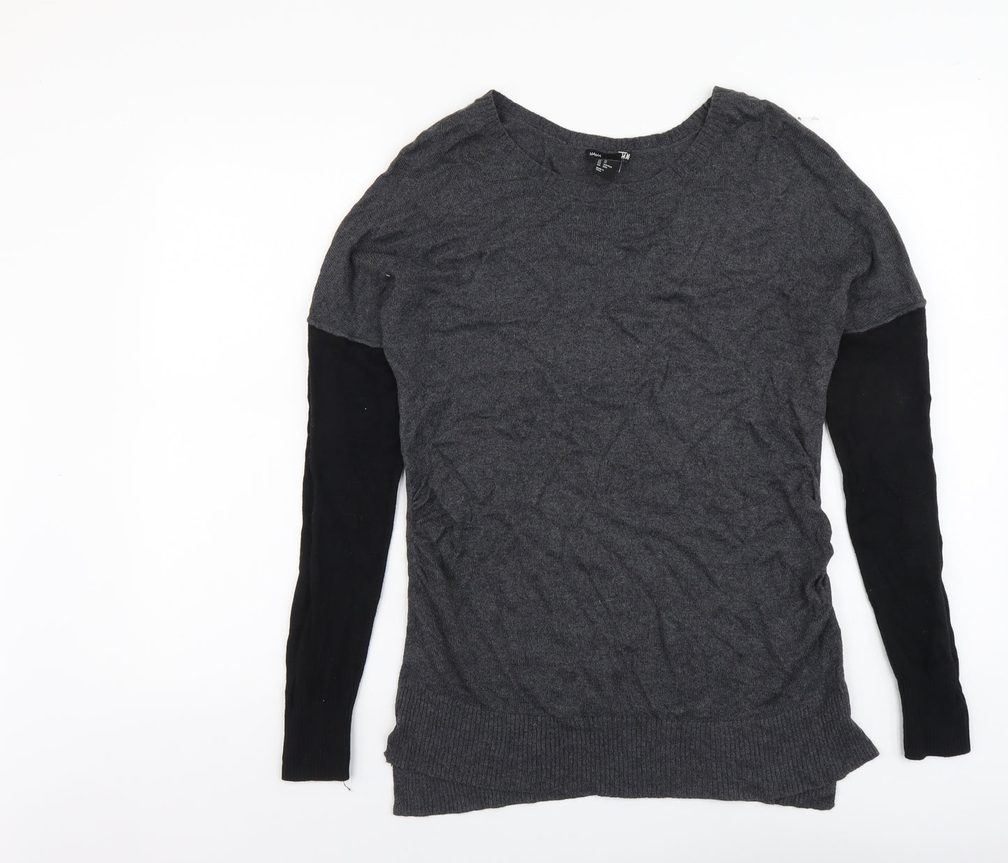 H&M Womens Grey Round Neck Viscose Pullover Jumper Size XS