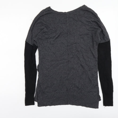 H&M Womens Grey Round Neck Viscose Pullover Jumper Size XS
