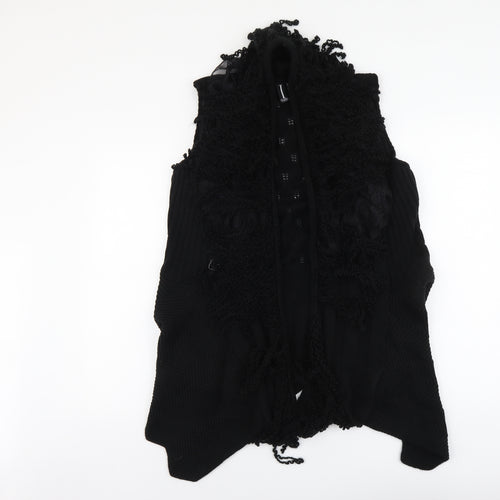 Izabel Womens Black V-Neck Acrylic Cardigan Jumper Size 10