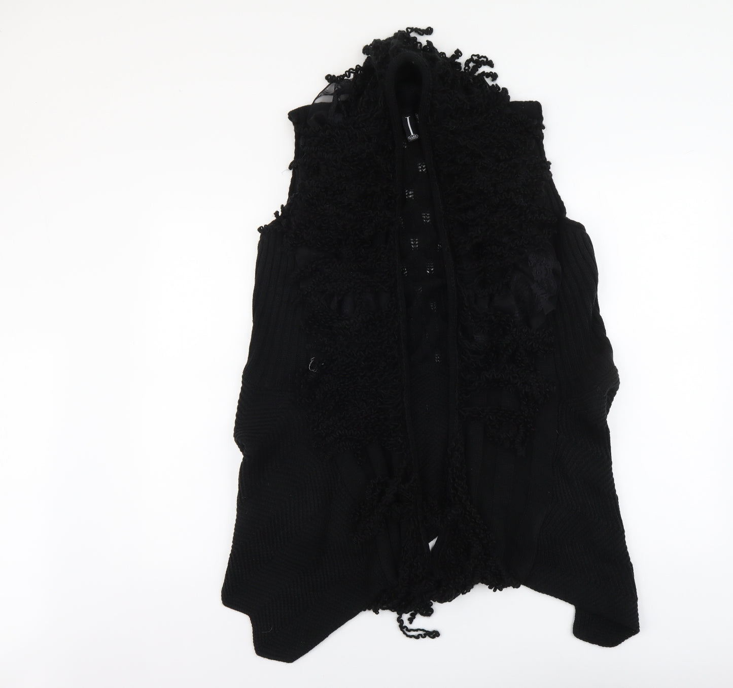 Izabel Womens Black V-Neck Acrylic Cardigan Jumper Size 10
