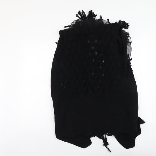 Izabel Womens Black V-Neck Acrylic Cardigan Jumper Size 10