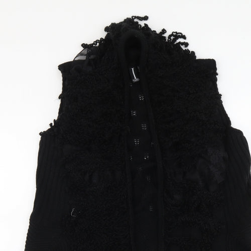 Izabel Womens Black V-Neck Acrylic Cardigan Jumper Size 10