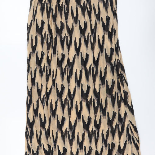 Topshop Womens Brown Geometric Viscose Fit & Flare Size S Off the Shoulder Pullover