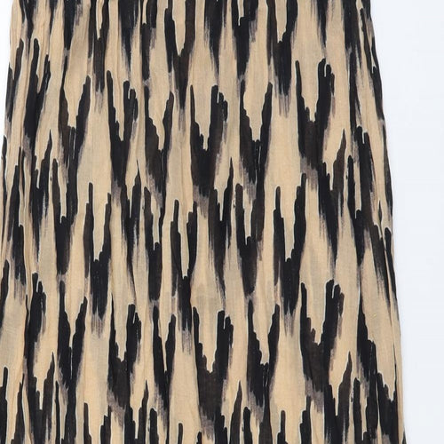 Topshop Womens Brown Geometric Viscose Fit & Flare Size S Off the Shoulder Pullover