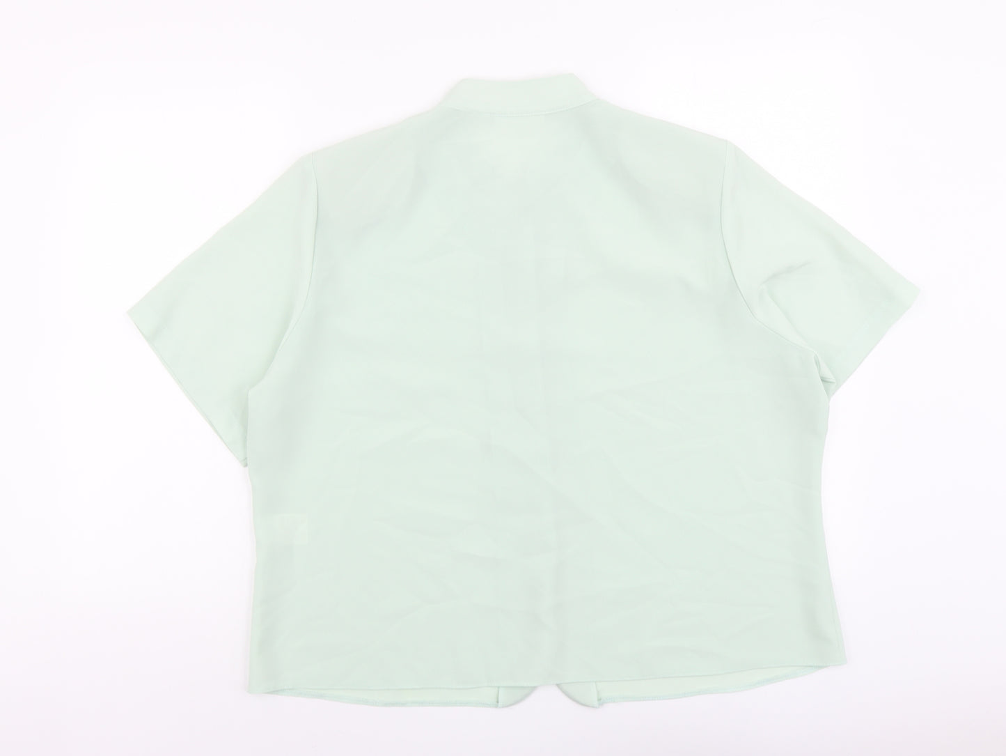 Tiffany Womens Green Polyester Basic Button-Up Size 20 V-Neck