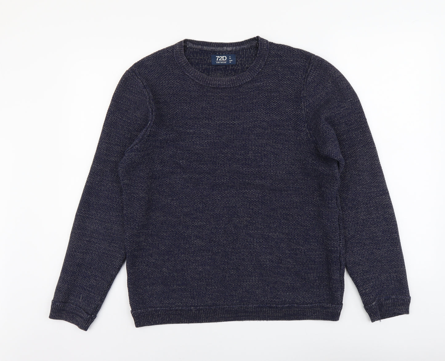 72D Mens Blue Round Neck Acrylic Pullover Jumper Size M Long Sleeve