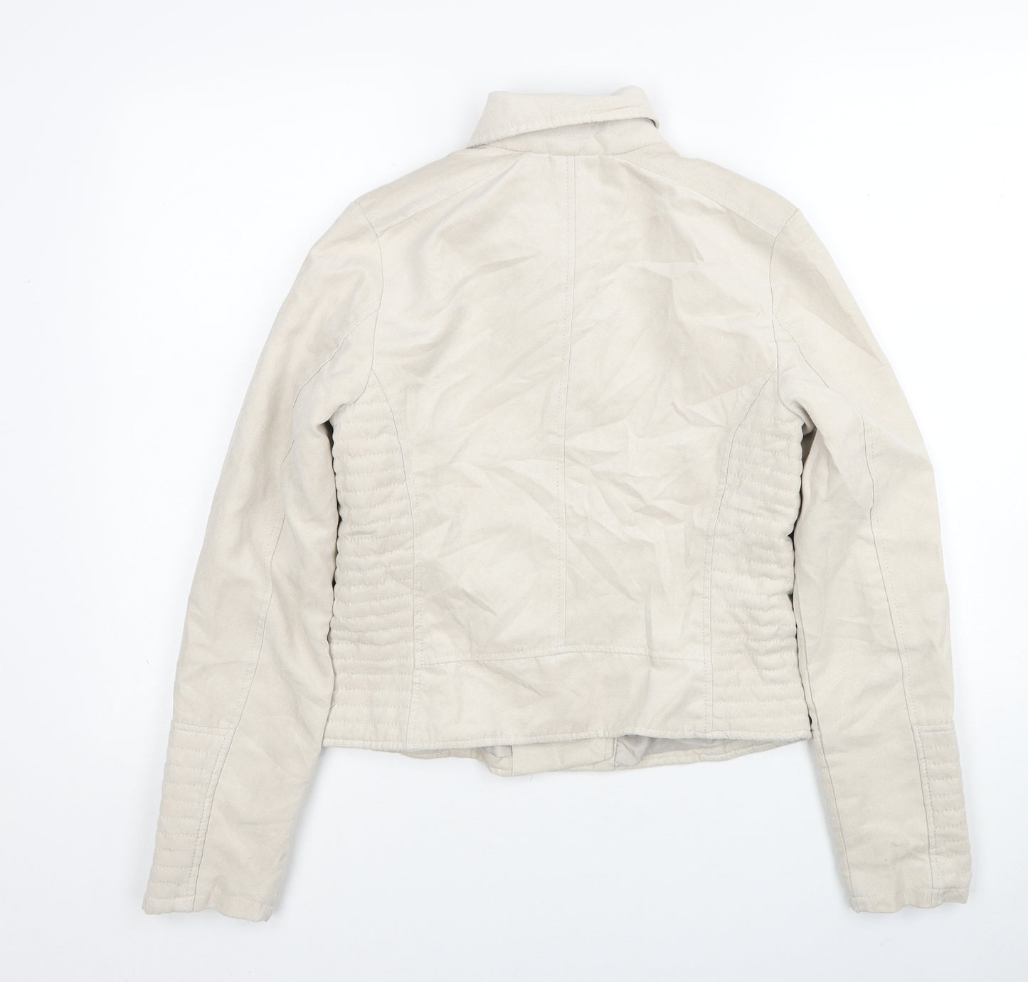 H&M Girls Beige Biker Jacket Size 14-15 Years Zip