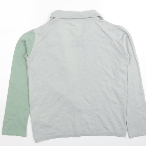 Boohoo Womens Grey Collared Acrylic Cardigan Jumper Size S - Colour Block