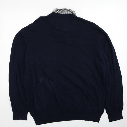Sand Stone Mens Blue Collared Cotton Pullover Jumper Size 2XL Long Sleeve