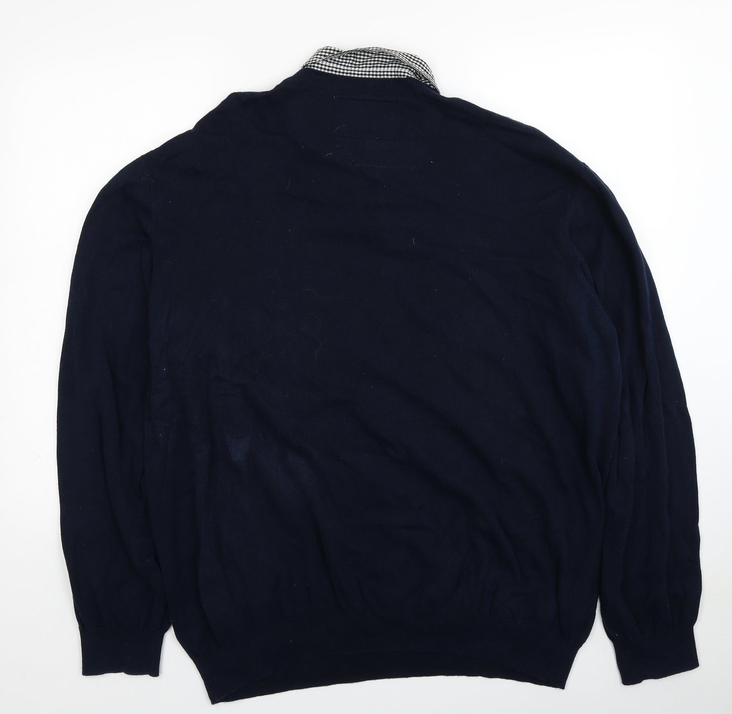 Sand Stone Mens Blue Collared Cotton Pullover Jumper Size 2XL Long Sleeve