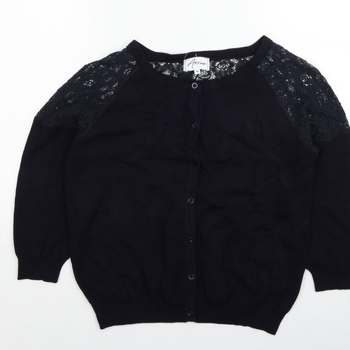 Arrae Womens Black Round Neck Viscose Cardigan Jumper Size 10