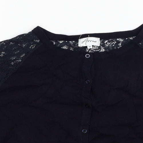 Arrae Womens Black Round Neck Viscose Cardigan Jumper Size 10