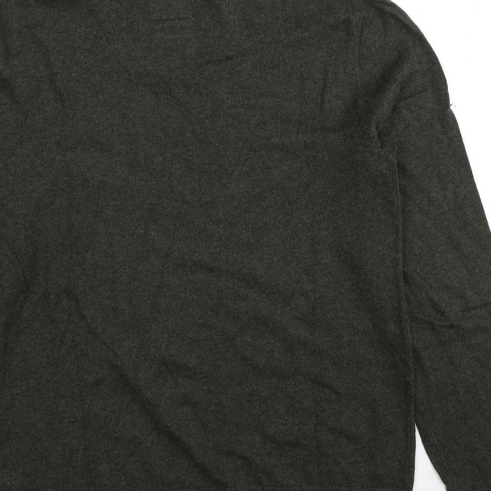 Fat Face Mens Green High Neck Cotton Pullover Jumper Size M Long Sleeve