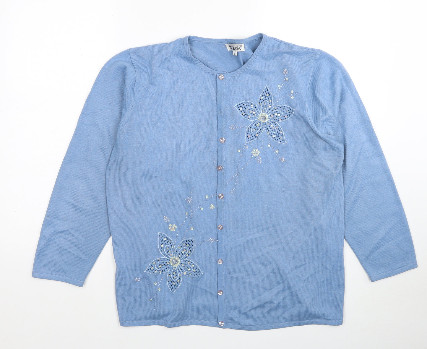Fay Louise Womens Blue Round Neck Polyester Cardigan Jumper Size L