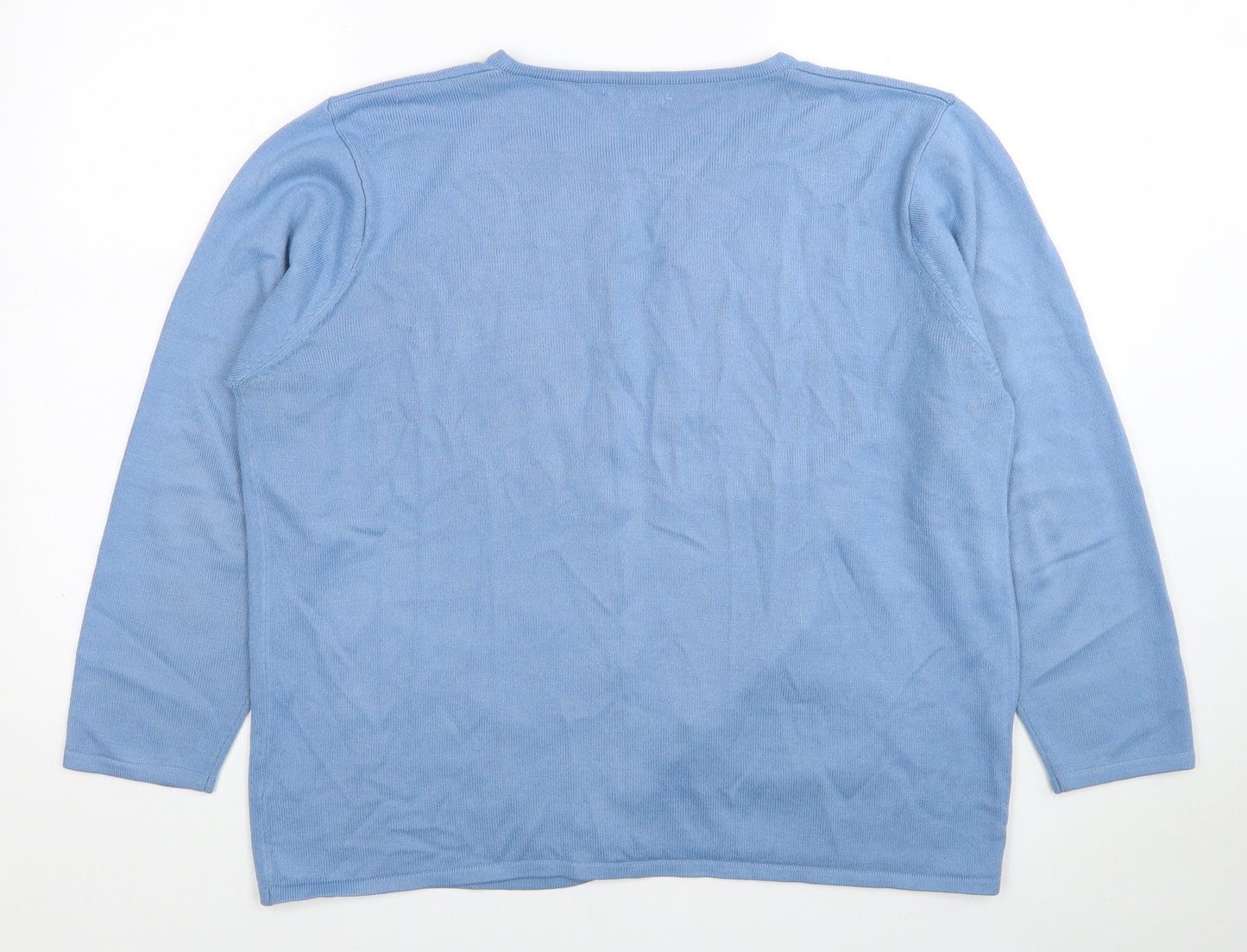 Fay Louise Womens Blue Round Neck Polyester Cardigan Jumper Size L