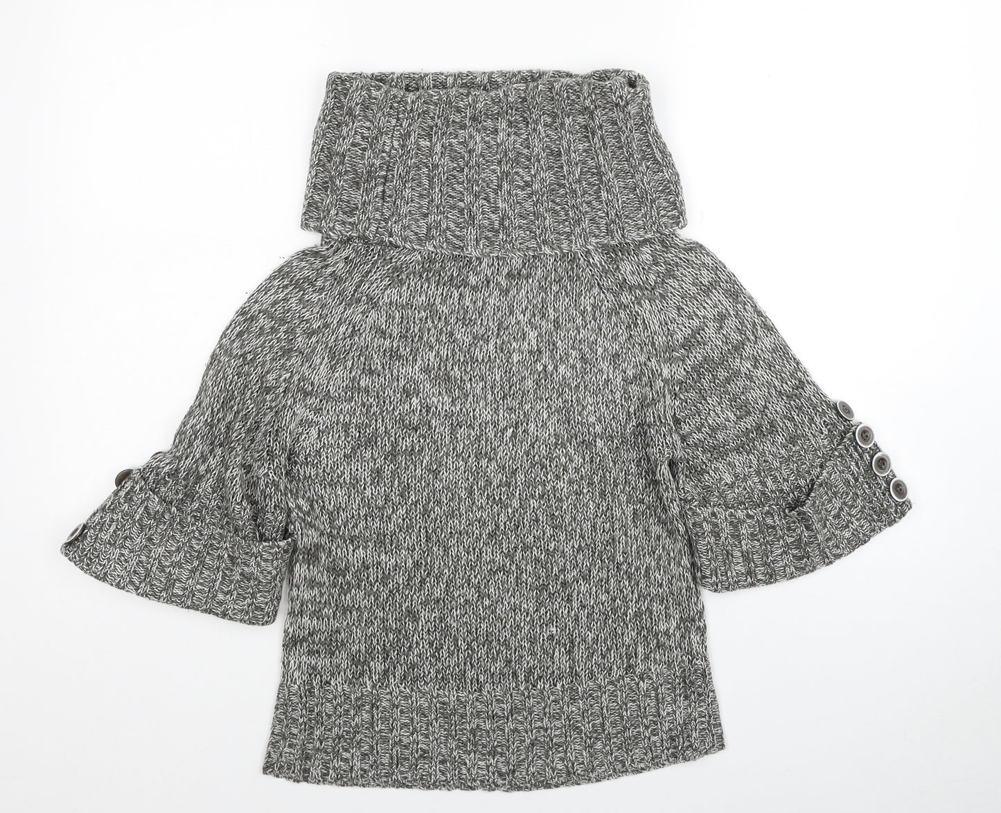Silent Angels Womens Grey Round Neck Acrylic Pullover Jumper Size 10