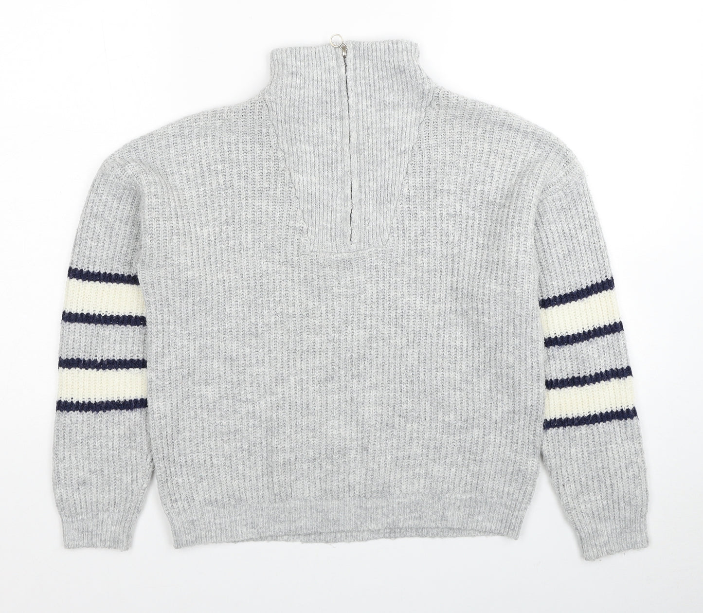 M&Co Girls Grey Halter Acrylic Pullover Jumper Size 12 Years Pullover