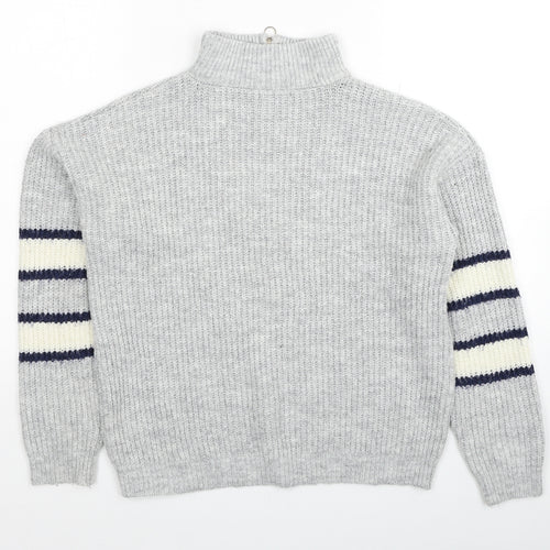 M&Co Girls Grey Halter Acrylic Pullover Jumper Size 12 Years Pullover