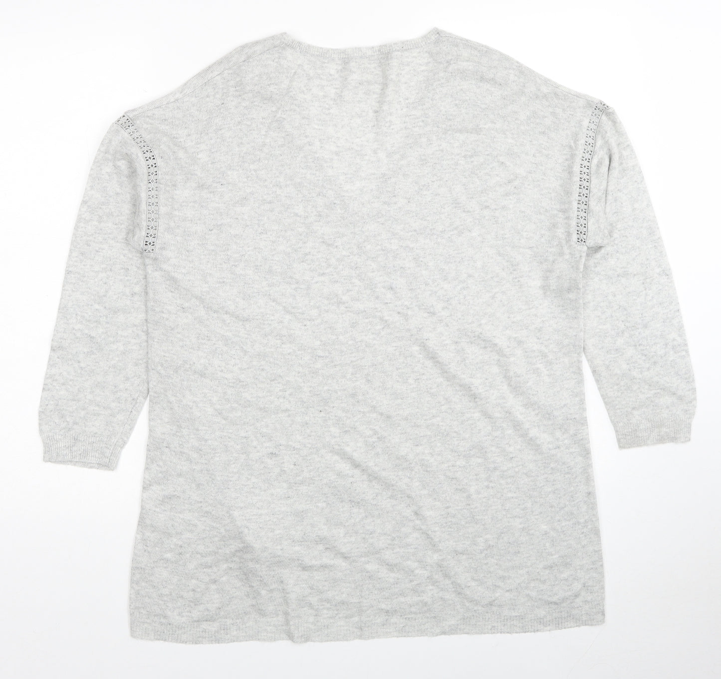 Monsoon Womens Grey V-Neck Acrylic Pullover Jumper Size M