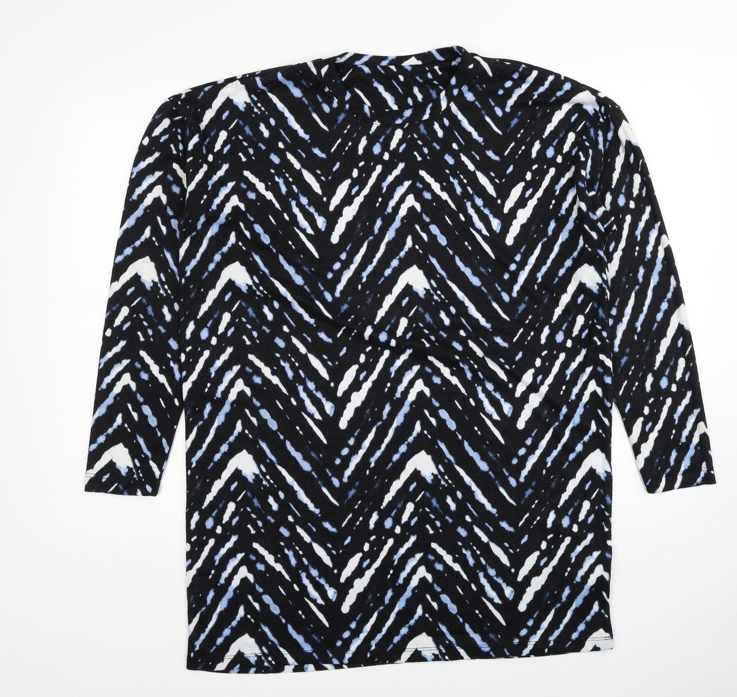 F&F Womens Black Round Neck Geometric Polyester Pullover Jumper Size 18