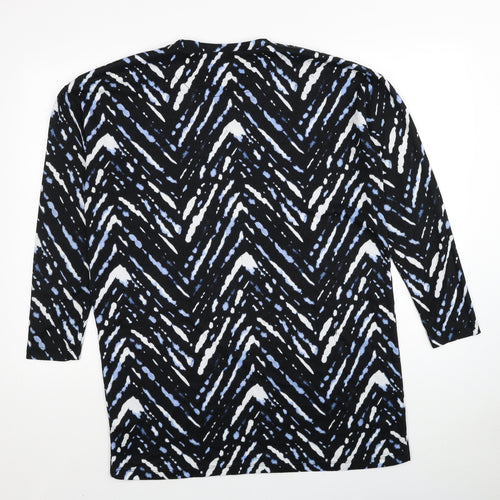 F&F Womens Black Round Neck Geometric Polyester Pullover Jumper Size 18