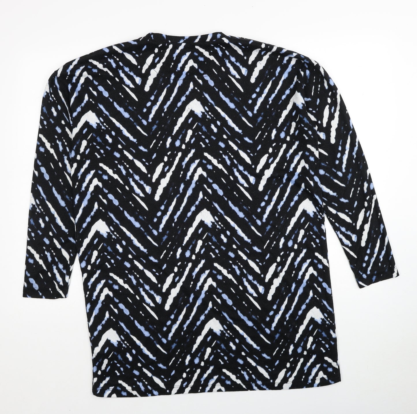 F&F Womens Black Round Neck Geometric Polyester Pullover Jumper Size 18