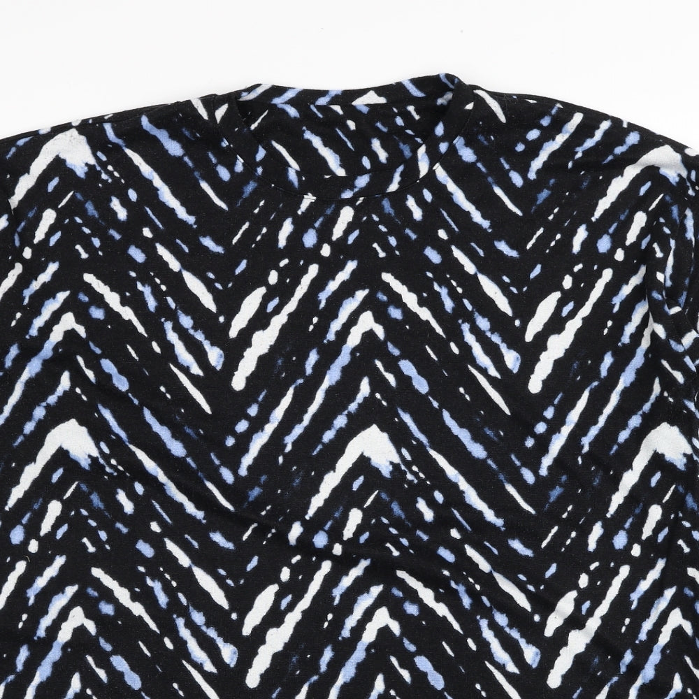 F&F Womens Black Round Neck Geometric Polyester Pullover Jumper Size 18