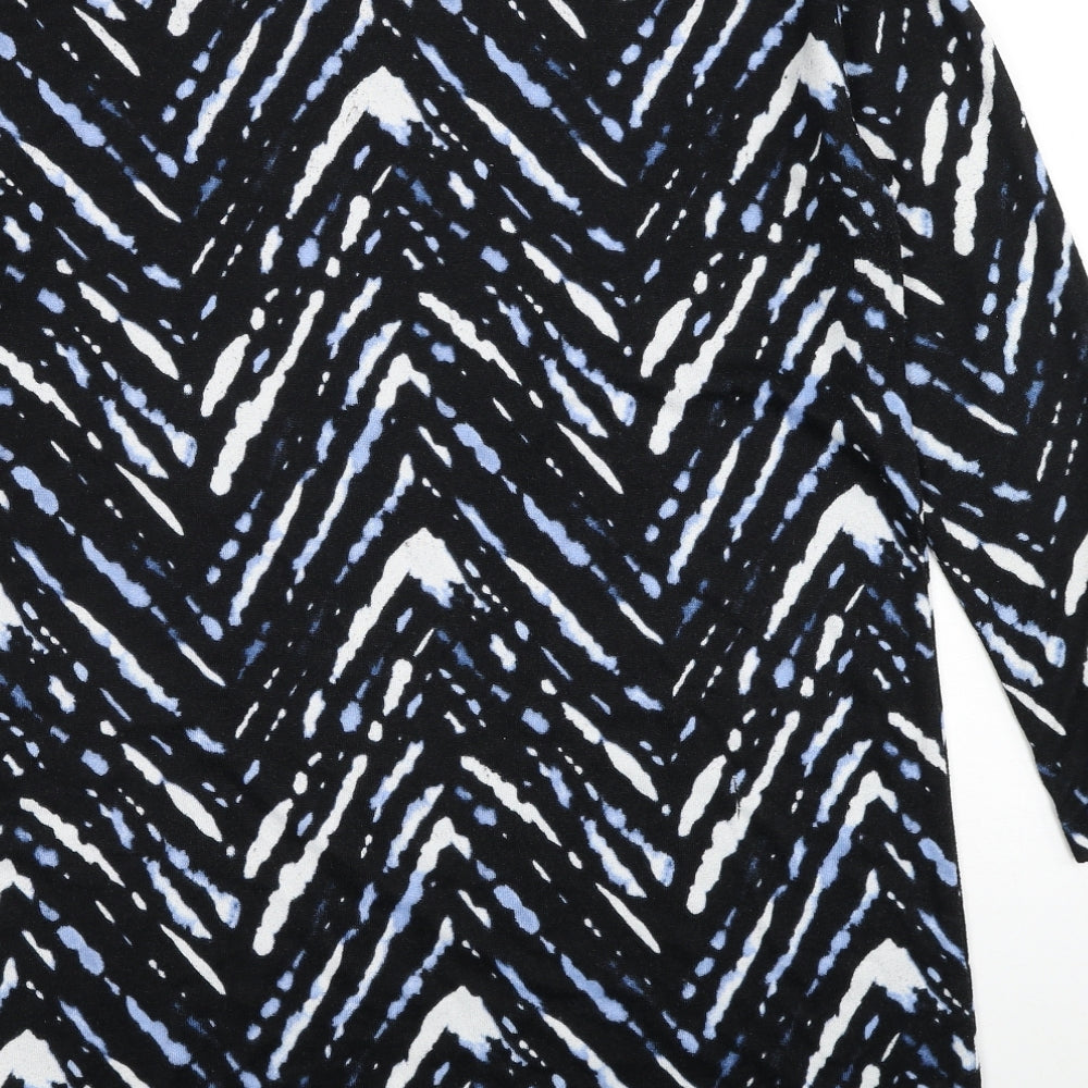 F&F Womens Black Round Neck Geometric Polyester Pullover Jumper Size 18
