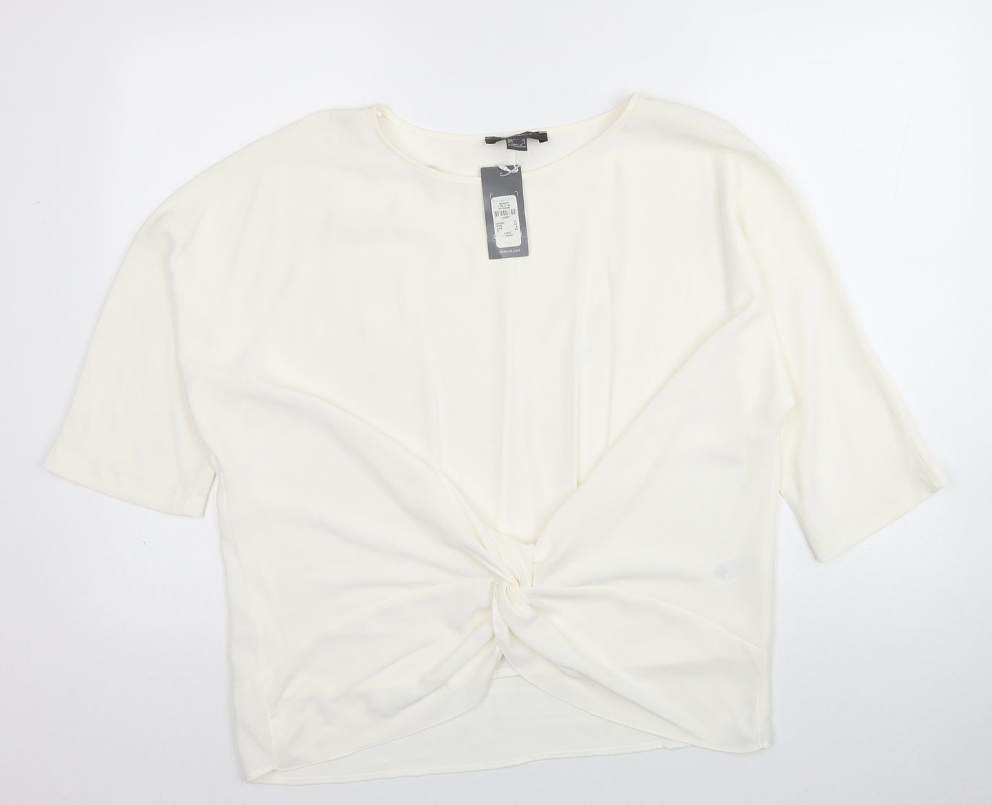 Primark Womens White Round Neck Polyester Pullover Jumper Size 12