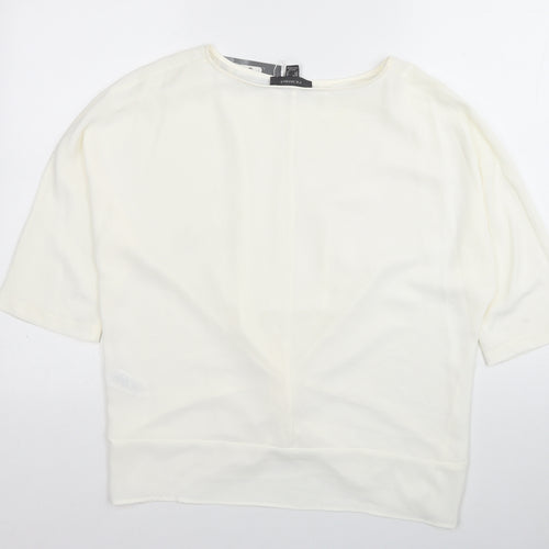 Primark Womens White Round Neck Polyester Pullover Jumper Size 12
