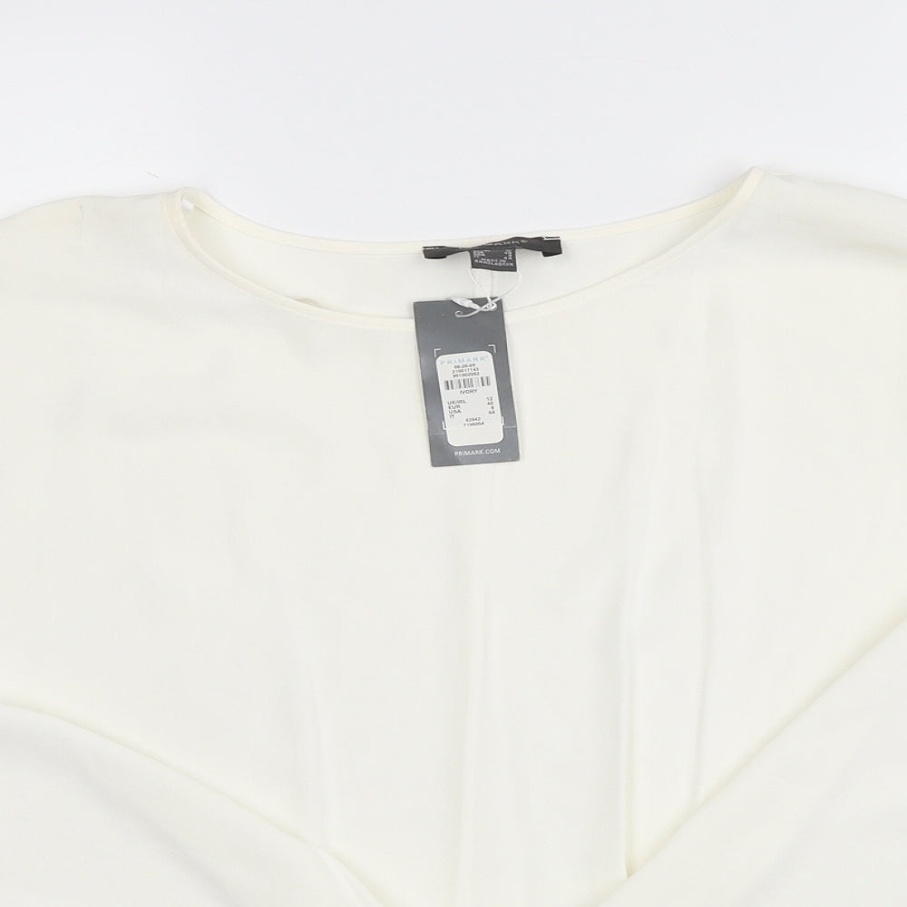 Primark Womens White Round Neck Polyester Pullover Jumper Size 12
