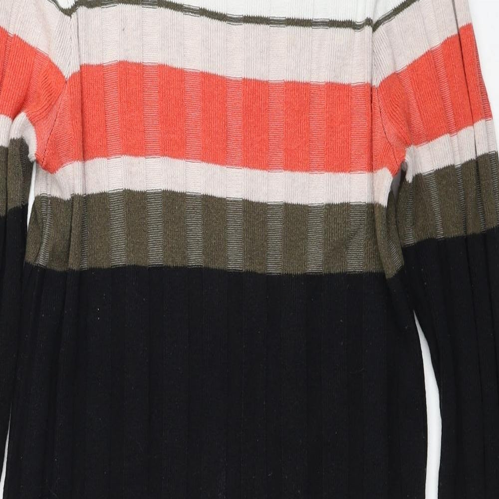 NEXT Womens Multicoloured Striped Cotton Jumper Dress Size 14 Round Neck