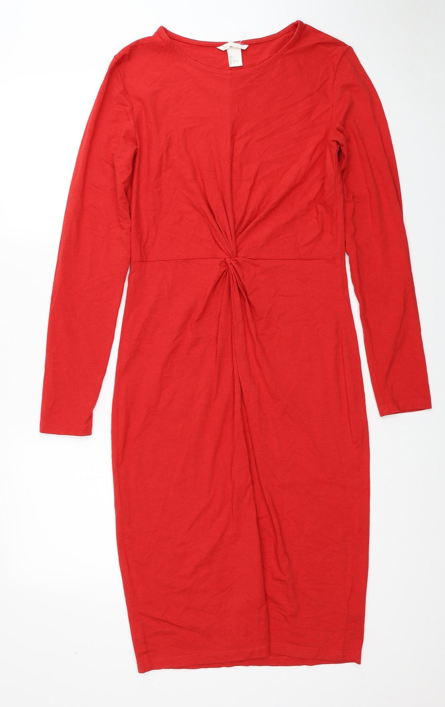 H&M Womens Red Cotton Tank Dress Size L Round Neck Pullover