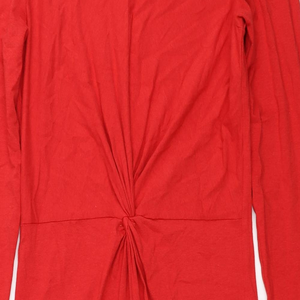 H&M Womens Red Cotton Tank Dress Size L Round Neck Pullover